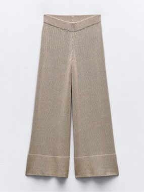 ZARA Beige Wide Leg Knit Pants